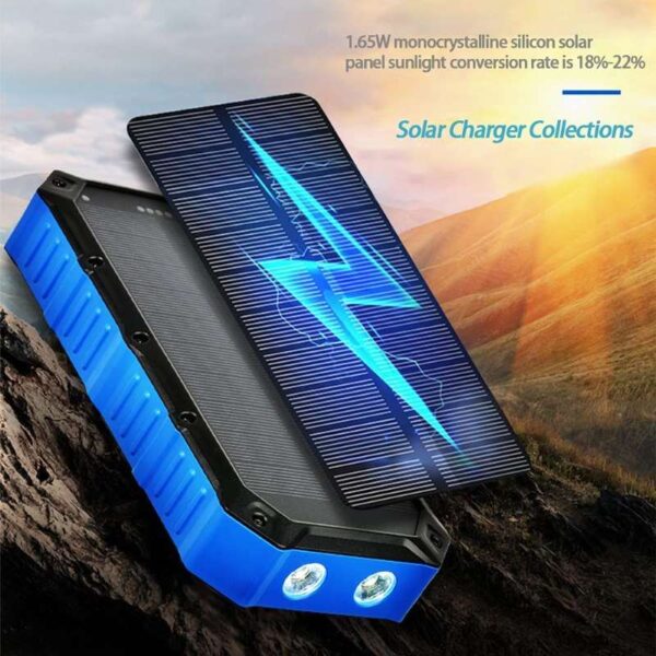 Solar Power Bank 42000mAh Built in 4 Cables Wireless Charger with Dual LED Flashlight Portable Solar Battery Pack HDL-628
