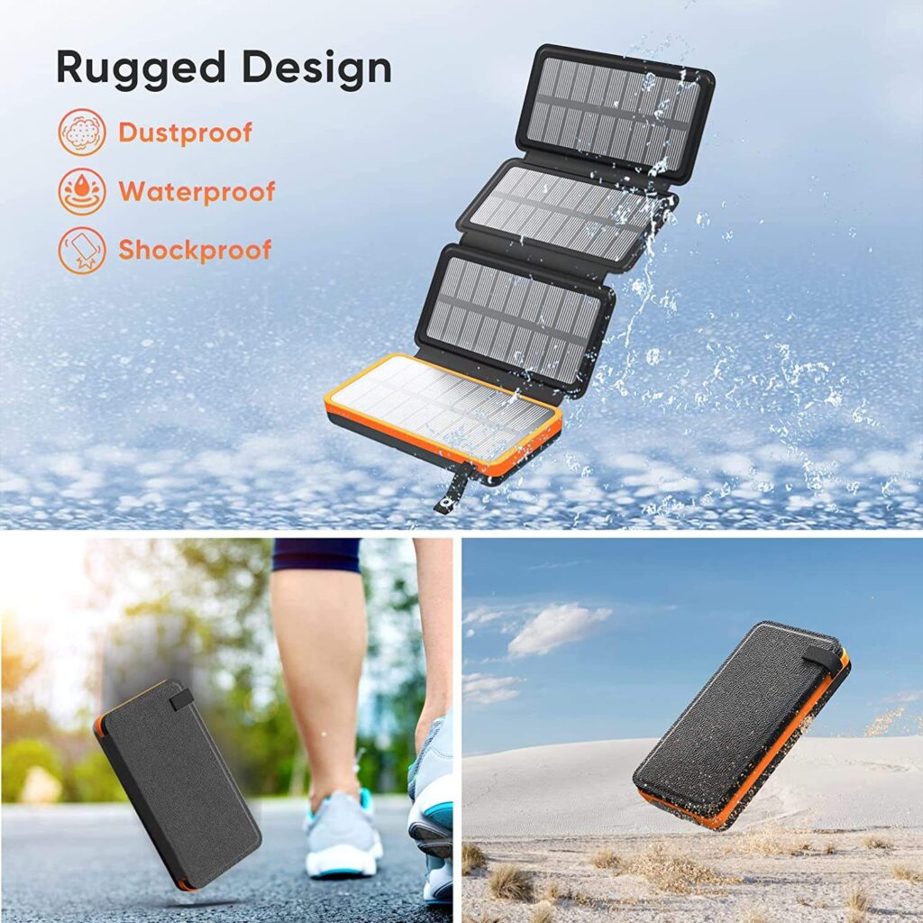 Fast Charging 20000 mAh Foldable Outdoor Portable Solar Charger 20000mAh Powerbank Solar Power Bank With Led Lights