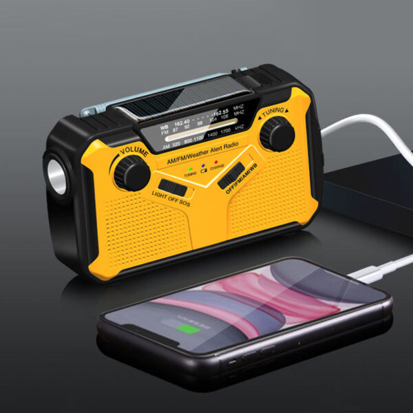 Outdoor Solar Rechargeable Emergency Radio with Solar Hand Crank Portable Weather Survival Radio